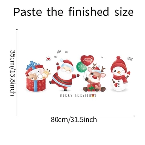 Detailed sheet of Santa, reindeer, and snowman stickers with 80cm x 35cm size dimensions