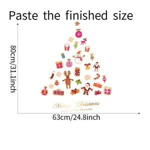 Christmas wall stickers set featuring cartoon Santa and snowman arranged as a tree
