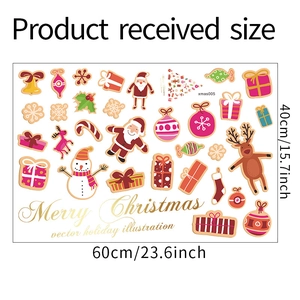 Detailed view of the 60x40cm Christmas wall sticker layout featuring Santa and reindeer