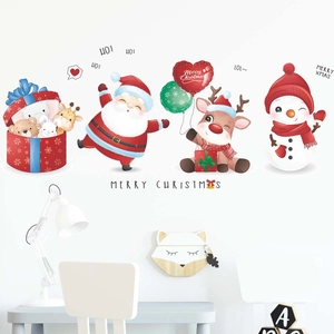 Christmas wall stickers featuring Santa Claus, reindeer and snowman for holiday window decor
