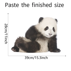 Detail showing the finished size of cute panda wall sticker measuring 39cm by 28cm