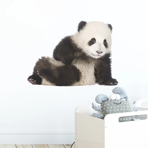 Self-adhesive realistic giant panda wall sticker for nursery or bedroom decor