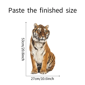 Guide des dimensions détaillées pour sticker tigre : 53 cm de hauteur et 27 cm de largeur