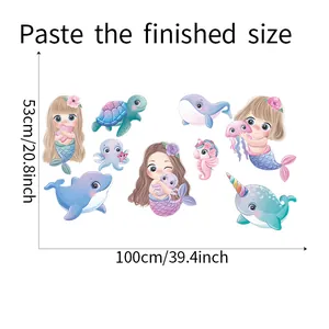 Guide des tailles de stickers sirène affichant les dimensions de 100 cm x 53 cm