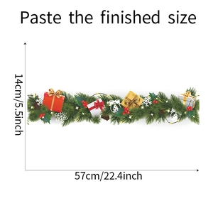 Christmas wall sticker with pine branches and gift boxes measuring 57x14cm in size