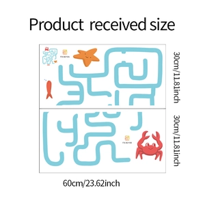 Tableau des tailles détaillé pour stickers muraux labyrinthe océan crabe et étoile