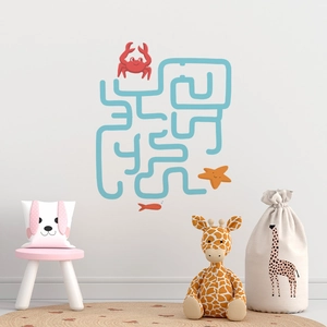 Stickers muraux labyrinthe marin avec crabes et étoiles de mer pour chambre d'enfant