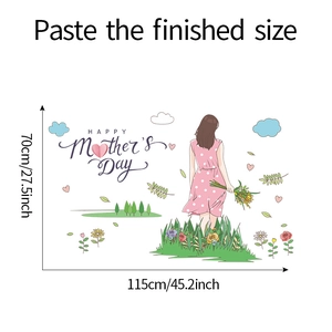 Detail view of Happy Mother's Day wall decal with dimensions 115x70cm for room decor