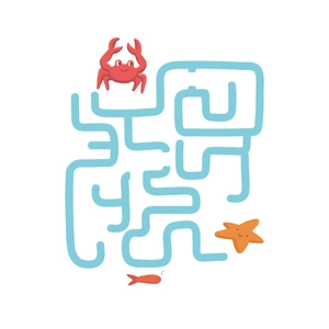 Stickers muraux labyrinthe crabe et étoile de mer pour déco chambre enfant et salle de jeux