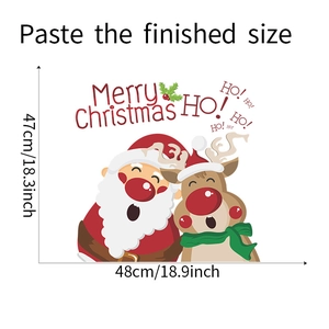Christmas wall decal dimensions featuring Santa Claus and reindeer patterns 47x48cm