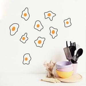 Set of 9 cute cartoon fried egg wall stickers for kids bedroom and kitchen wall decor