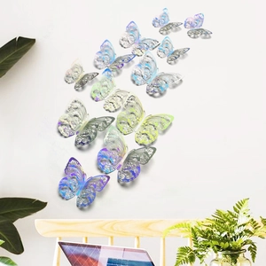 3D bunte hohle Schmetterling Wandaufkleber mit Laser-Metall-Finish für DIY Wanddekoration