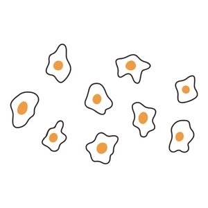 Cartoon fried egg wall stickers for kids bedroom DIY decoration, set of 8 cute decals