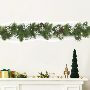 Christmas Pine Branch Pine Cone Snowflake Wall Sticker PVC Self-Adhesive Holiday Window Decal For Xmas Home Glass Decoration