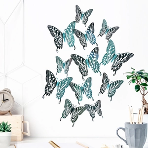 3D hollow butterflies wall decor in gradient green with metallic finish and cutout design