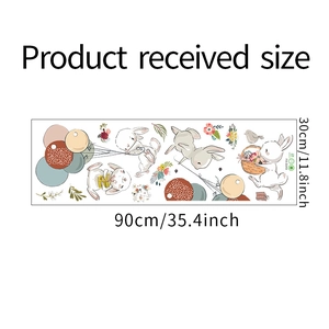 Detailed sheet of watercolor rabbit and balloon wall stickers measuring 90cm by 30cm