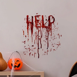 Halloween Horror Bloodstain Help Wall Sticker PVC Bloody Handprint Window Decal For Haunted House Party Bathroom Decoration