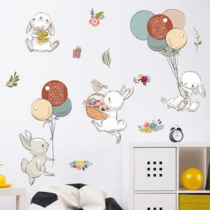 Cute bunny and balloon wall stickers for children bedroom nursery wall decoration