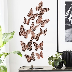 3D metallic hollow butterfly wall stickers in rose gold for DIY home decor and wall art