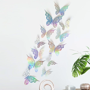 3D holographic hollow butterfly wall stickers used for creative home party wall decor
