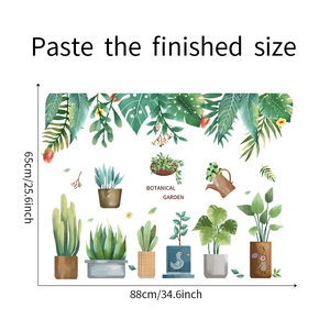 Self-adhesive watercolor tropical plant wall stickers with 65x88cm dimensions detail