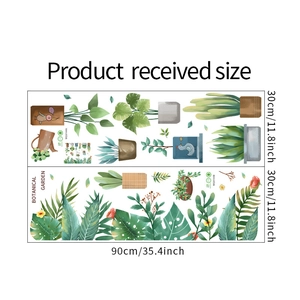 Detail of two tropical plant wall decals featuring cacti and monstera on PVC sheets