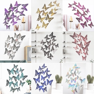 3D Hollow Out Butterfly Wall Stickers Metallic Paper Butterfly Decals For Living Room Bedroom Wedding Party Decor