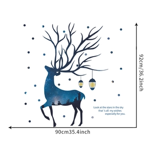 Wandsticker mit Sternenhimmel-Hirsch-Silhouette und Hängelampen, Größe 90x92cm