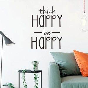 Modern minimalist Think Happy Be Happy inspirational wall sticker for bedroom decor