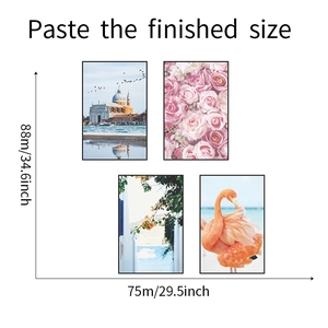 Detail view of 4-piece swan and flower wall stickers with dimensions 88x75cm for bedroom decor