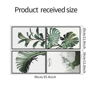 Detail of tropical green leaf and forest elk wall stickers with size dimensions