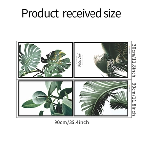 Tropical monstera and palm leaf wall sticker set with dimensions 90x30cm