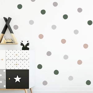 Detailed view of Morandi dot wall stickers in a modern minimalist bedroom setting