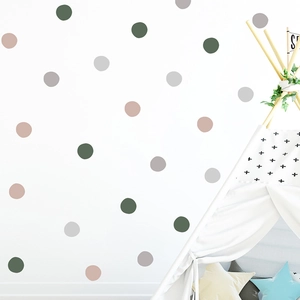 Morandi color circle dot wall decals for bedroom and nursery decor in minimalist style