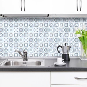 Geometric Pattern PVC Tile Stickers Waterproof Self-Adhesive Frosted Wall Decals For Kitchen Bathroom Home Decor Wall Stickers