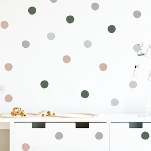 Morandi color dot wall decals for bedroom decor, minimalist matte round stickers set