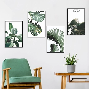Nordic Style Green Tropical Monstera Palm Leaf PVC Wall Sticker For Living Room Bedroom Decorative Mural Wall Decal