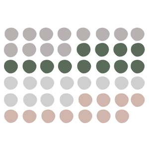 Morandi color dot wall stickers set for bedroom decoration in grey purple and pink shades