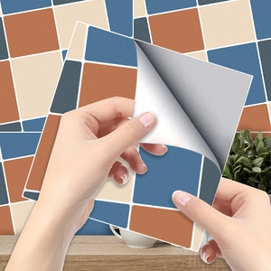 Adesivi murali geometrici blu e arancioni autoadesivi per cucina e bagno decorazione casa