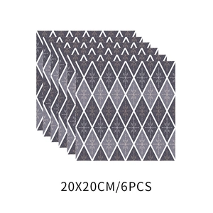 Detail of 6pcs set blue geometric tile stickers 20x20cm for kitchen and bathroom decor