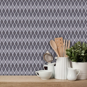 Modern PVC Faux Tile Stickers Geometric Rhombus Snowflake Wall Decals Waterproof Frosted Self-Adhesive Home Decoration