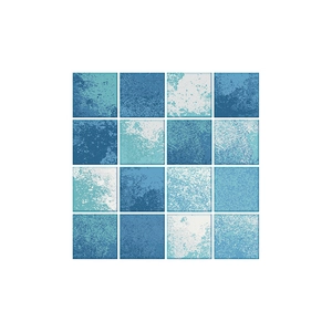 Blue mosaic tile stickers for kitchen and bathroom decor with retro textured design