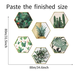 Size chart for hexagonal cactus wall stickers measuring 80cm by 88cm for home decor