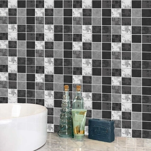 Modern black grey and white mosaic wall tile stickers for kitchen and bathroom decor