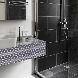 Blue geometric tile stickers for kitchen backsplash with waterproof PVC material