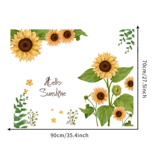 Macro detail of Hello Sunshine sunflower wall stickers with vibrant floral design