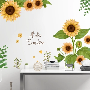 Hello Sunshine sunflower wall decal stickers for cozy living room and bedroom decor