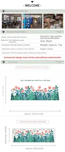 Tableau détaillé des tailles pour stickers muraux floraux avec dimensions de 90x30cm