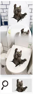 Macro detail of 3D lifelike grey British Shorthair cat wall sticker with waterproof PVC texture