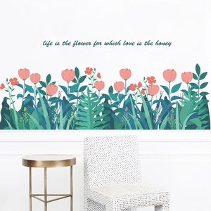Sticker mural fleurs tropicales avec citation Life is the flower for which love is the honey